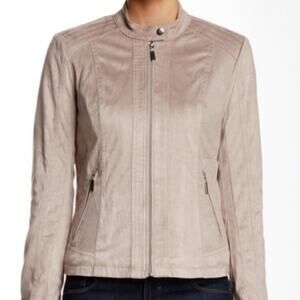 Sebby Faux Suede Jacket Tan Taupe Size Small